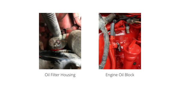 Examples of engine installs on a oil filter housing and engine oil block